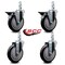 Service Caster 5'' Black Polyurethane Wheel Swivel 7/8'' Square Stem Caster Set 2 Brakes, 4PK SCC-SQ20S514-PPUB-BLK-PLB-78-2-S-2 - alternate 4